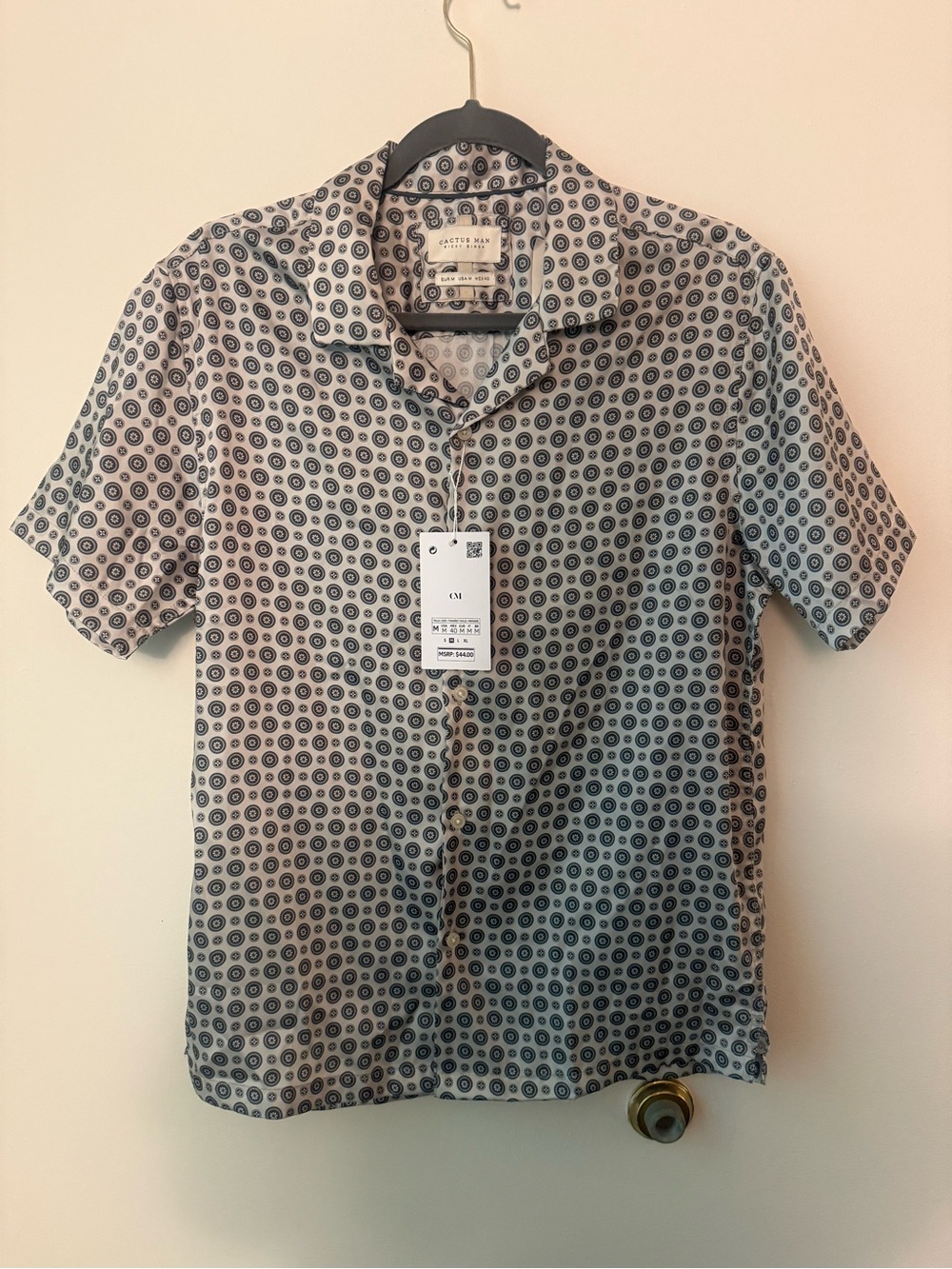 Short-Sleeve Printed Button-Down Shirt - Geo Pattern Ricky Singh